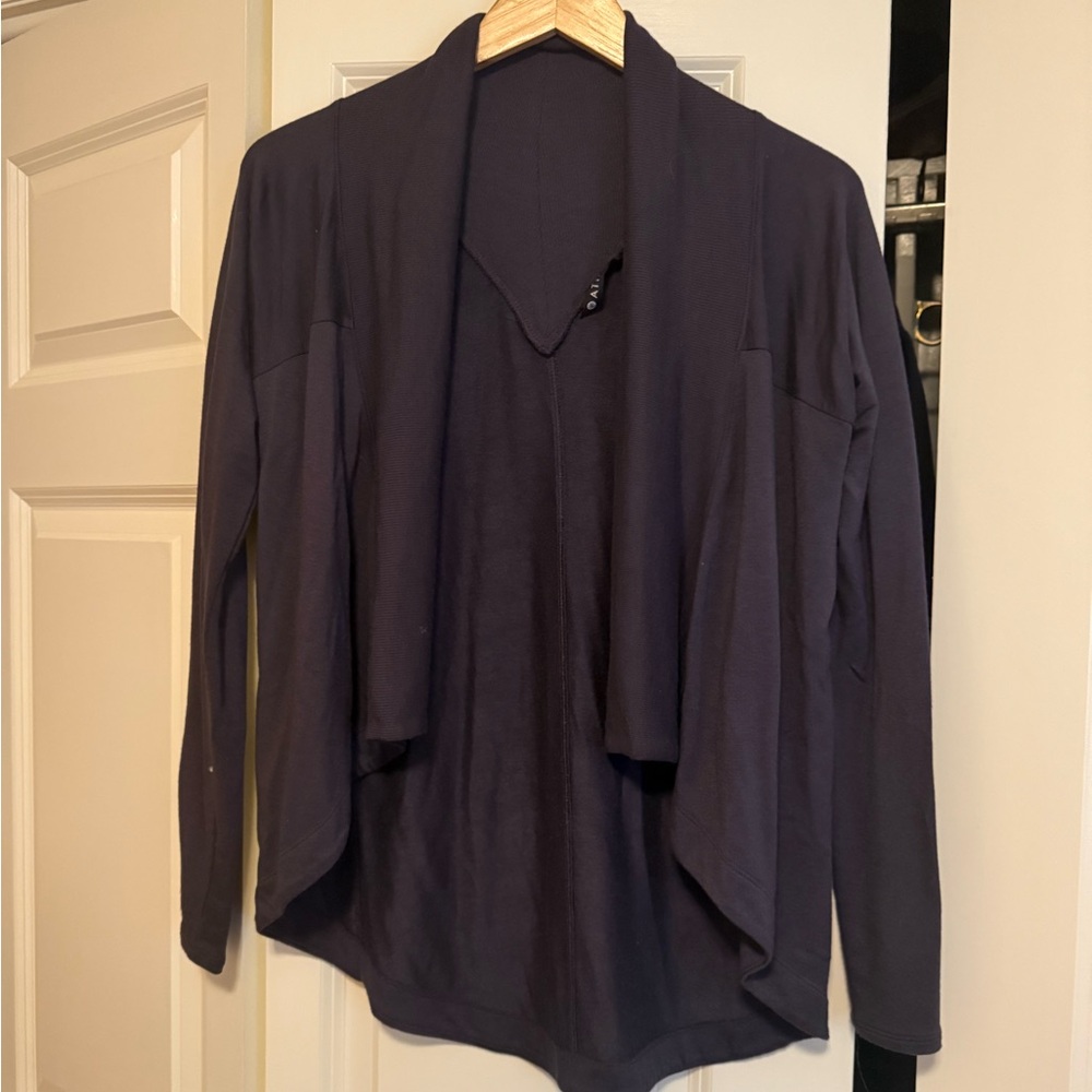 Athleta Grey Open-Front Drape Cardigan